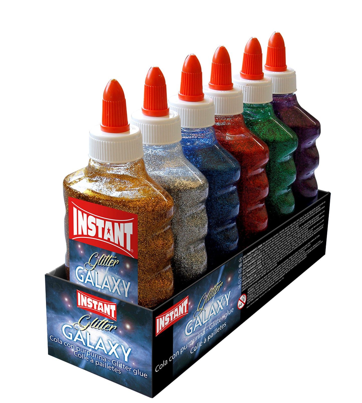 INSTANT Colla metallizzata con glitter 180ml 6 colori assortiti