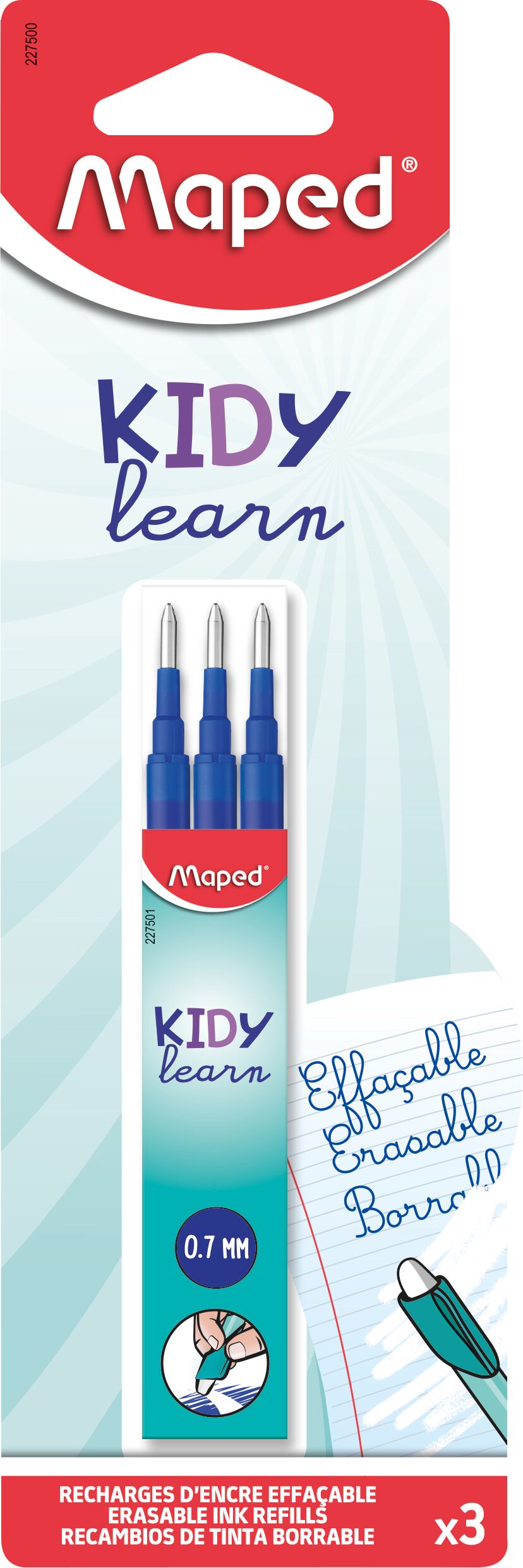 Ricariche di inchiostro cancellabile Kidy Learn blu x3 blister