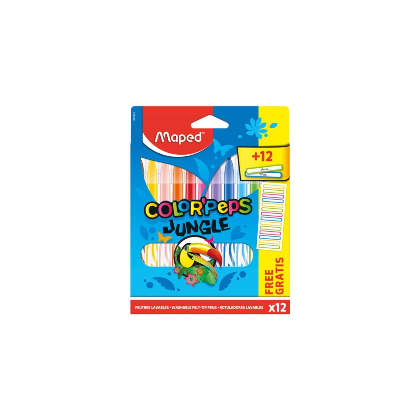 Pennarelli JUNGLE 12 colori assortiti + 12 ETICHETTE