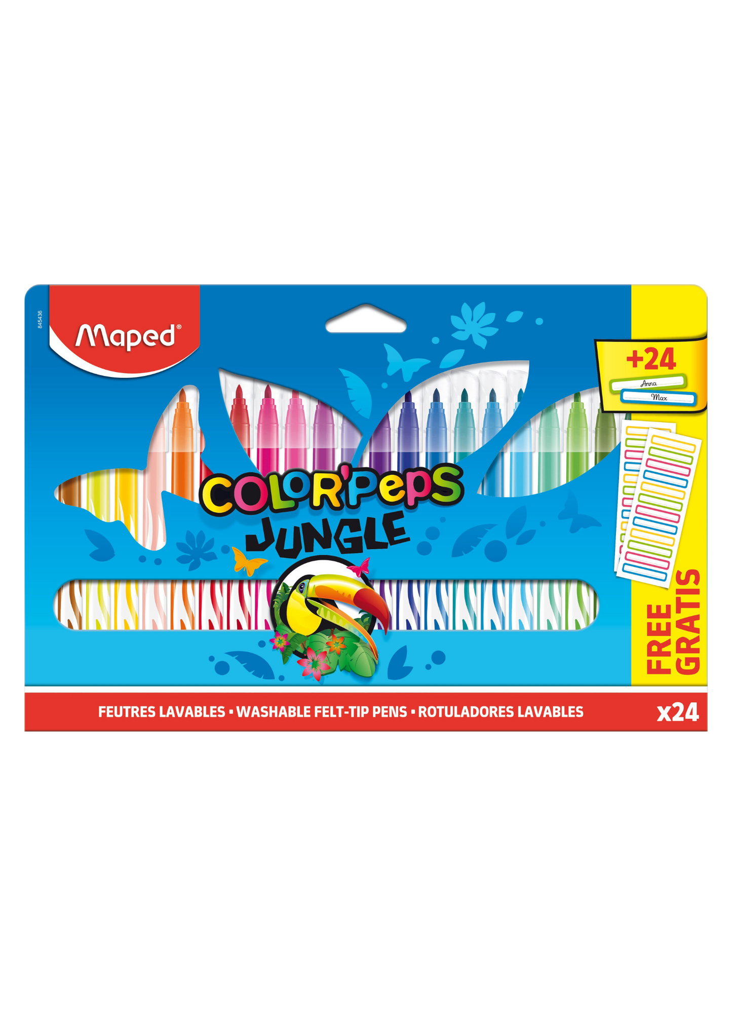 MAPED PENNARELLI JUNGLE 24 + 24 ETICHETTE per personalizzarli