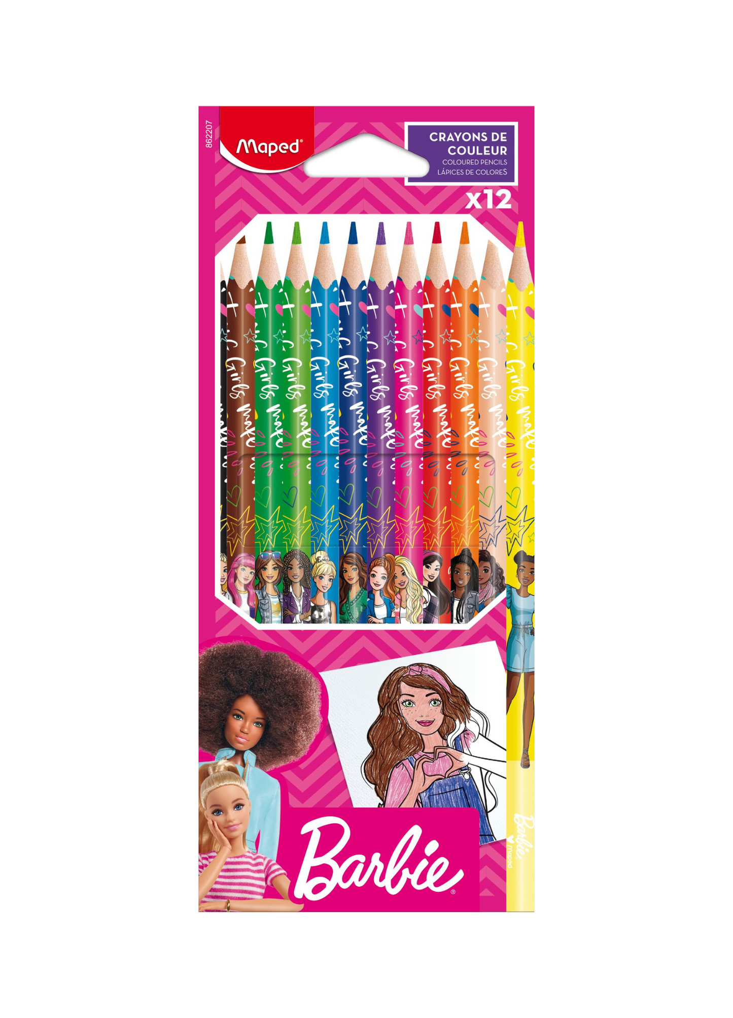 MAPED PASTELLI TRIANGOLARI BARBIE 12 colori