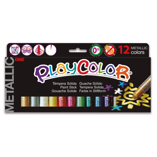 TEMPERA SOLIDA Playcolor 12 colori metallici assortiti
