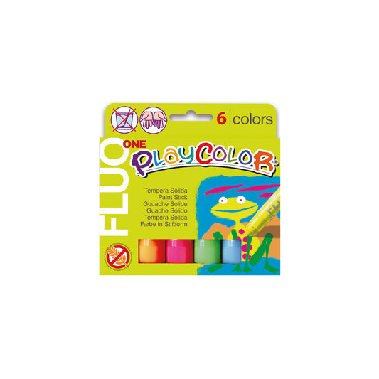 TEMPERA SOLIDA Playcolor 6 colori fluo assortiti