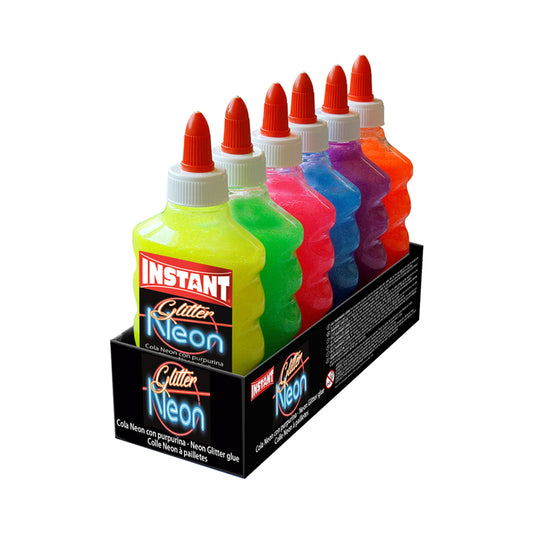 INSTANT COLLA GLITTER NEON 180ml 6 colori assortiti