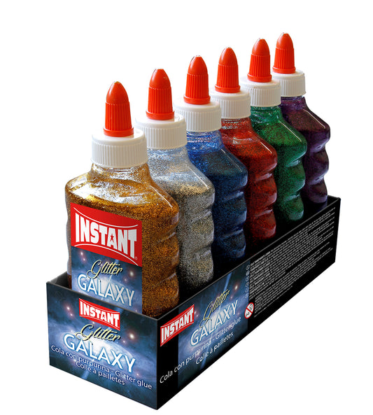 INSTANT Colla metallizzata con glitter 180ml 6 colori assortiti