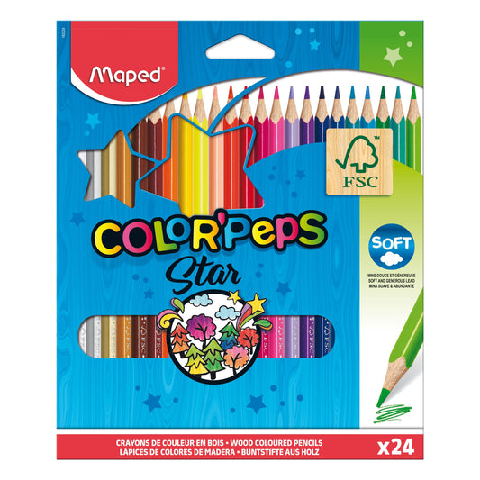 Pastelli triangolari in legno COLOR'PEPS 24 pz