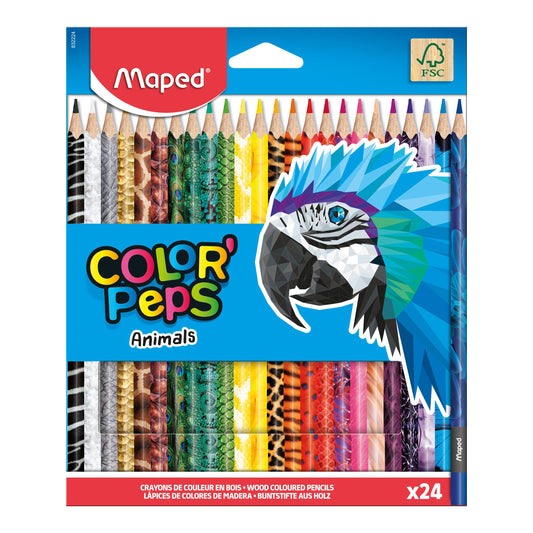 Pastelli triangolari in legno COLOR'PEPS ANIMAL 24 pz