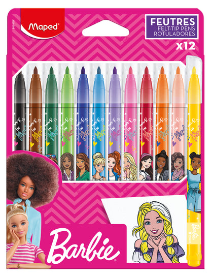 Lunch Box BARBIE modulabile 2 scompartimenti  1,4 lt con all'interno 12 pennarelli Barbie