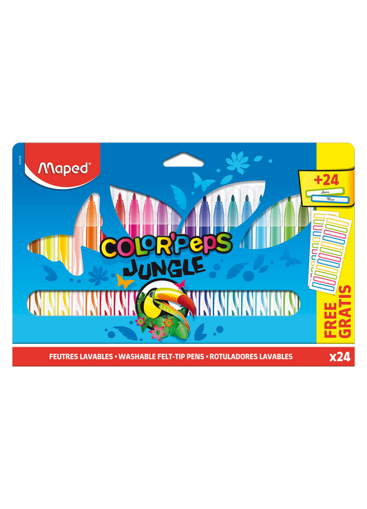 MAPED PENNARELLI JUNGLE 24 + 24 ETICHETTE per personalizzarli