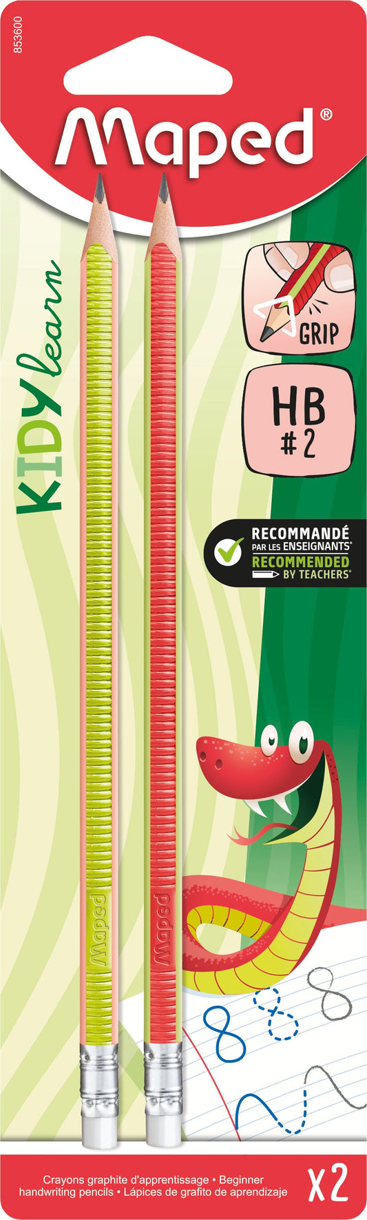 Matite triangolari con supporto apprendimento e gomma 2 pezzi