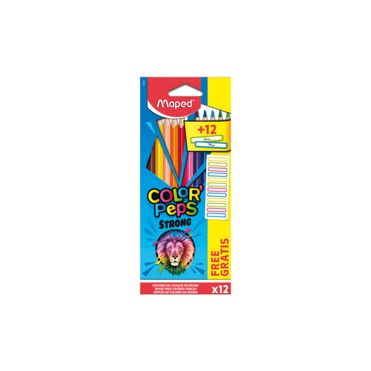 Pastelli STRONG 12 colori assortiti + 12 ETICHETTE