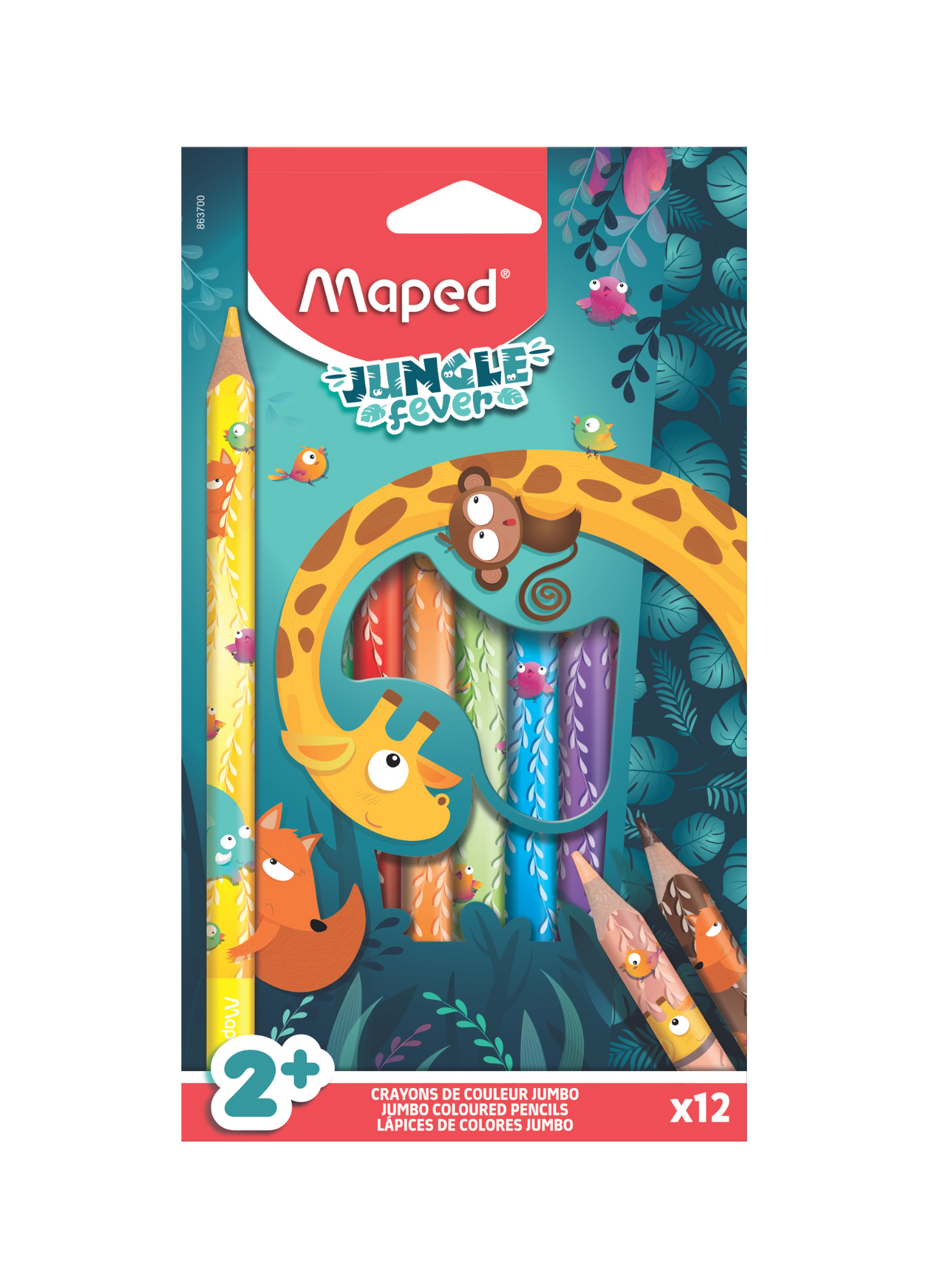 Pastelli JUMBO JUNGLE FEVER 12 colori assortiti