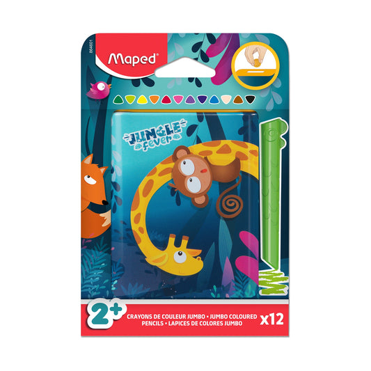 PASTELLI INFINITY per bambini da 2 anni 12 PZ con box in metallo JUNGLE FEVER