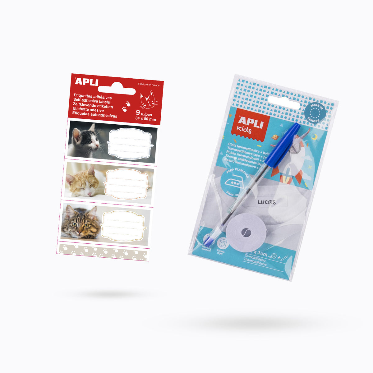 Bundle Nastro Termoadesivo 2 mt e 9 etichette GATTI 8,1x3,6 cm