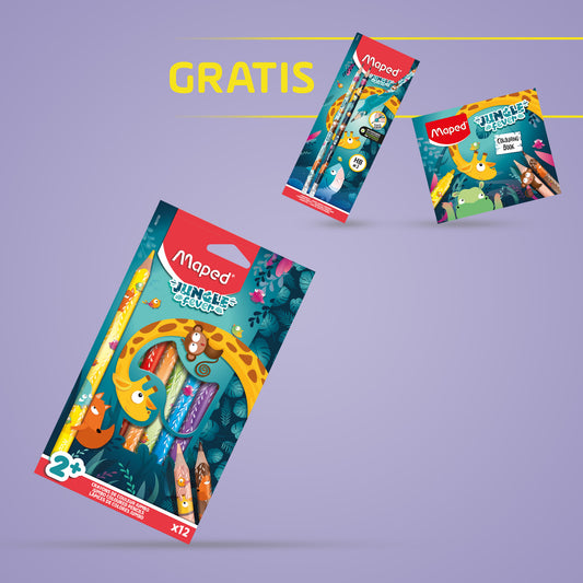 Pastelli JUMBO JUNGLE FEVER 12 colori assortiti