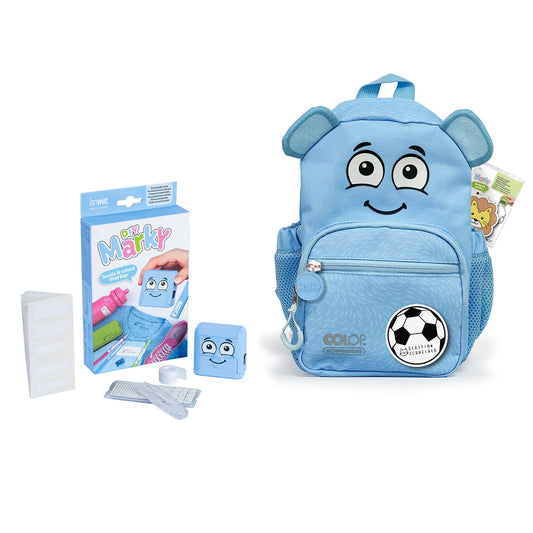 Zainetto personalizzabile con all'interno timbro per tessuti MARKY – BLU