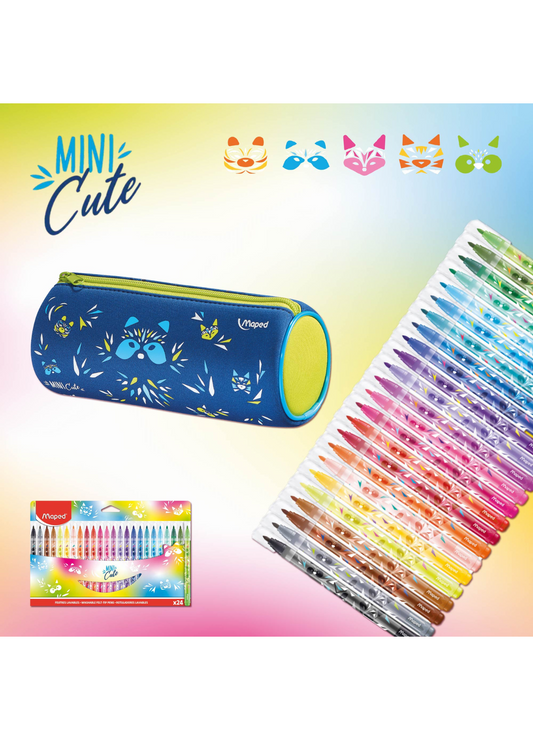 Maped Astuccio Blu con 24 pennarelli Mini Cute