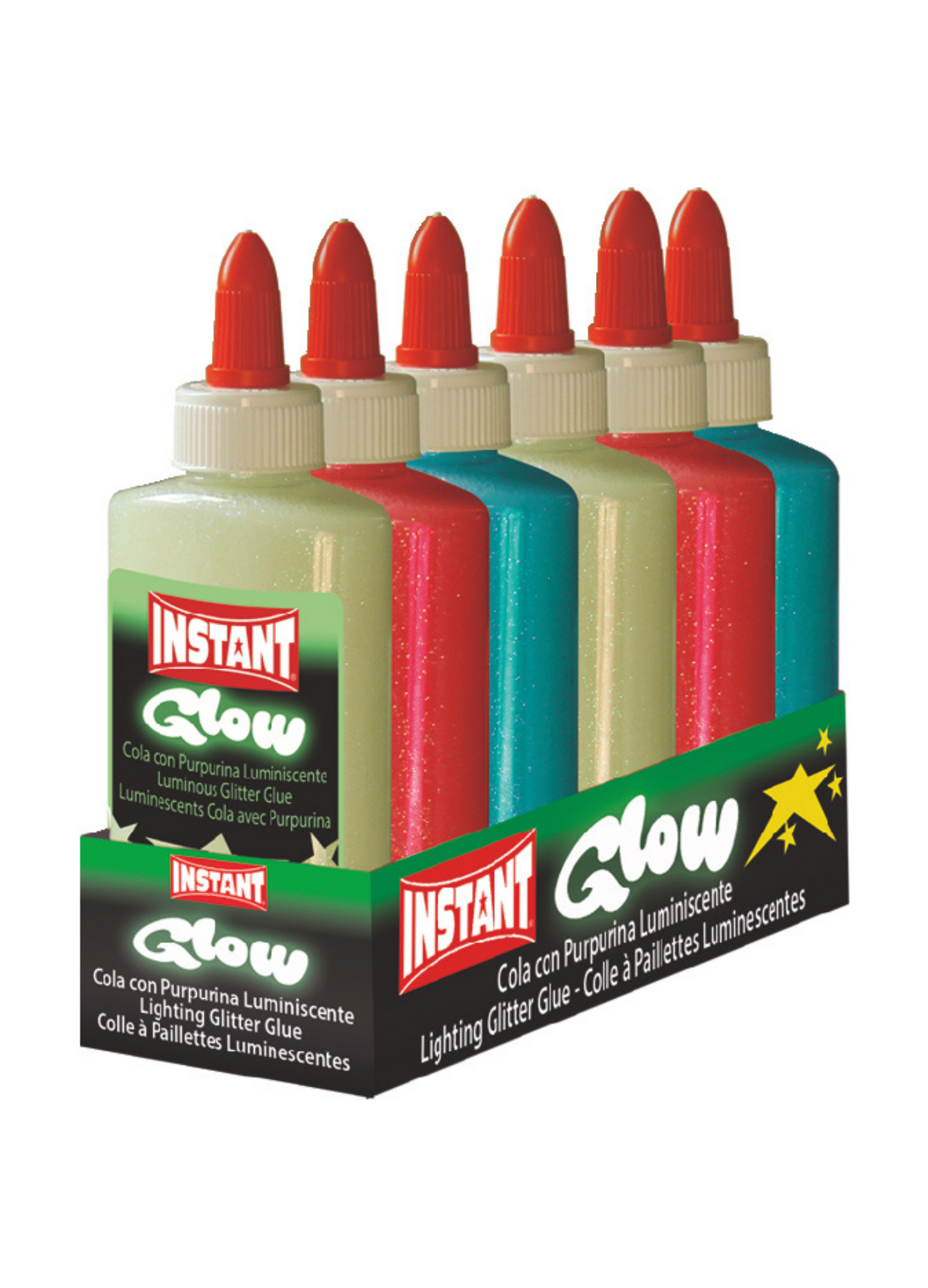 Instant colla glow con porpurina luminiscente 147ml 6 colori assortiti