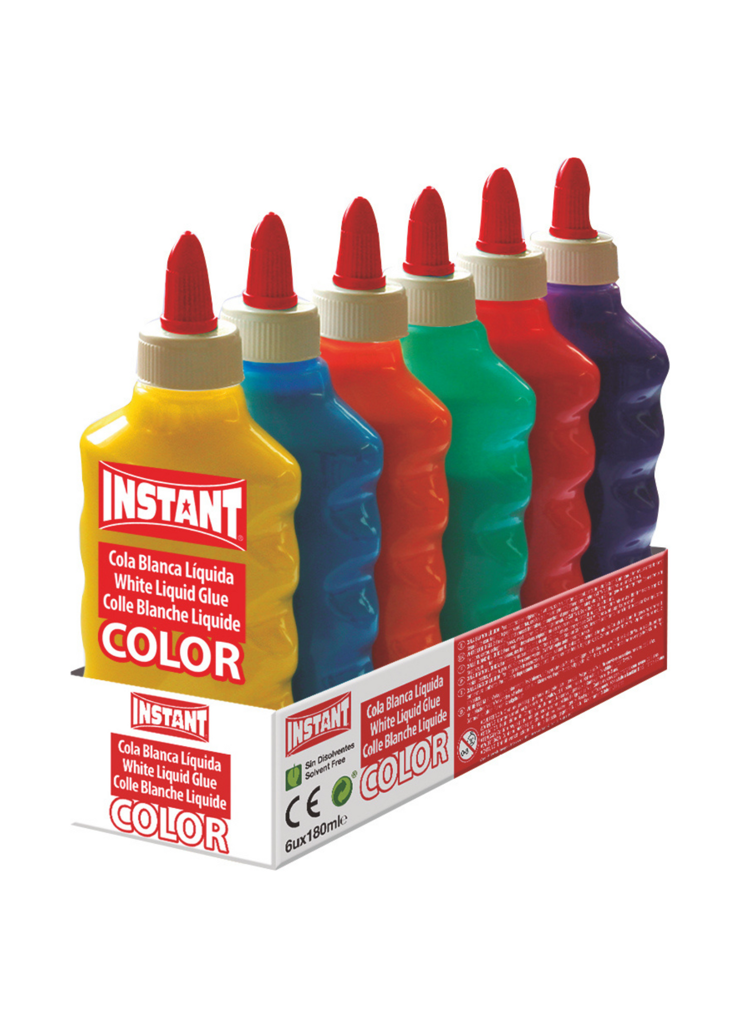 Instant Colla Bianca Colorata 180 ml 6 colori assortiti