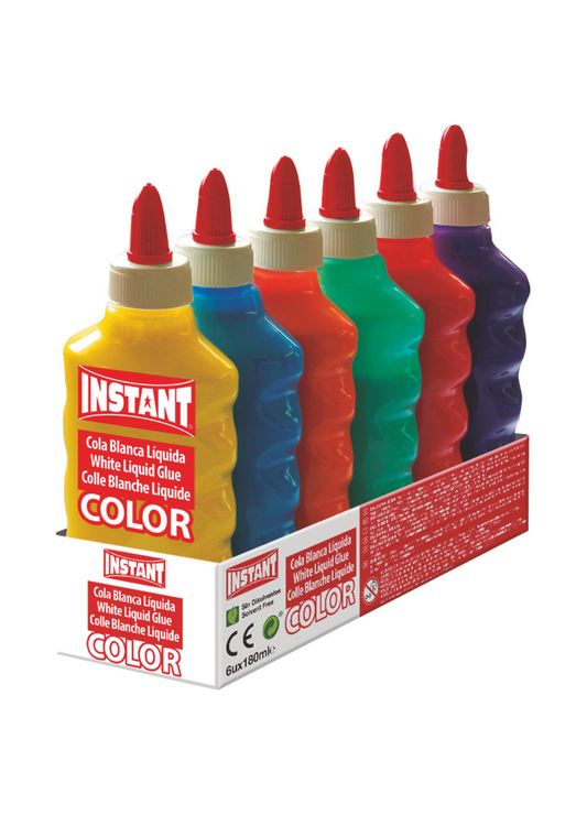 Instant Colla Bianca Colorata 180 ml 6 colori assortiti